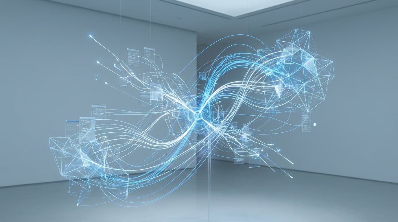 Abstract visualization of technology signals, representing an MIT panel on future trends.