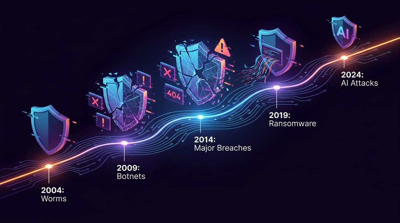 A timeline of cybersecurity failures over the past two decades.