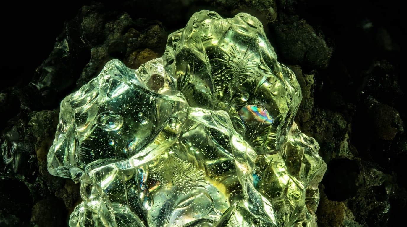Microscopic view of the new material created by the Trinity atomic test.
