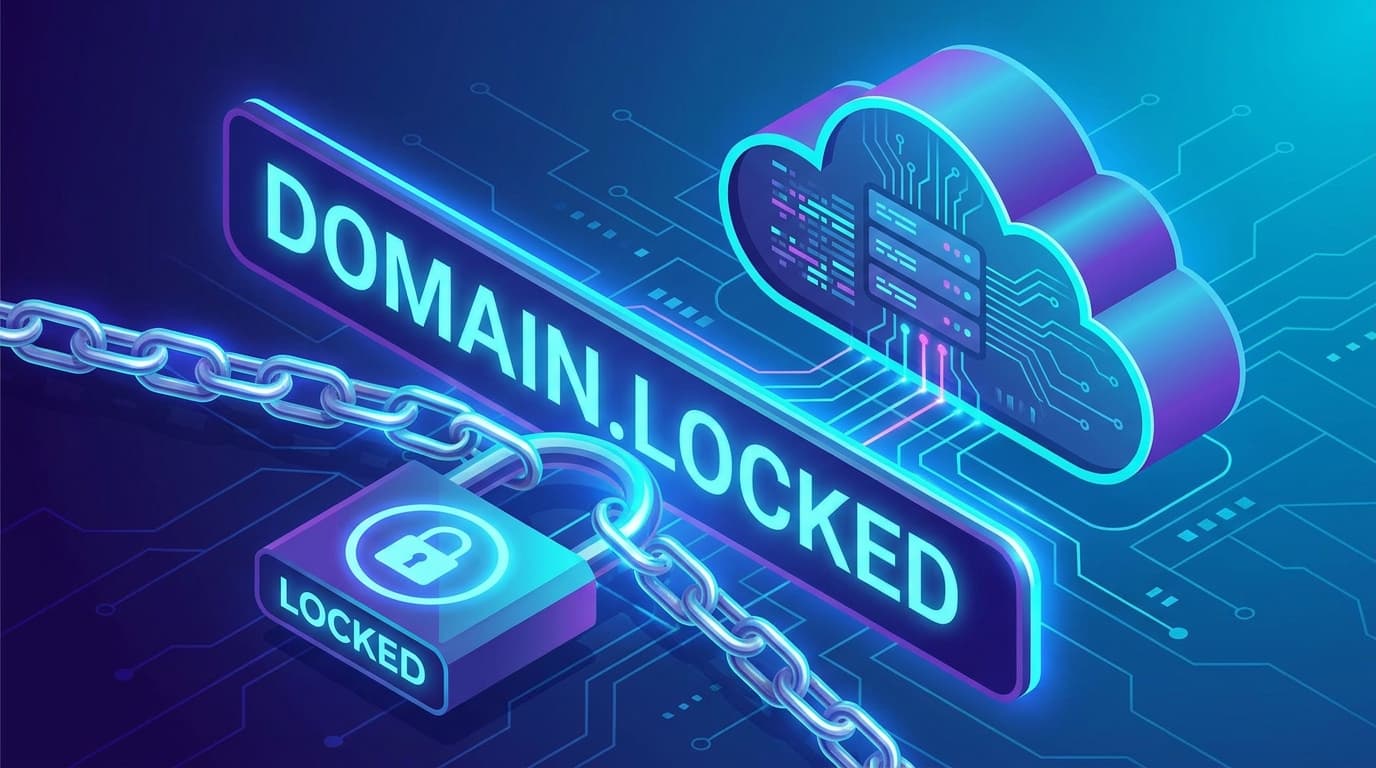 A domain name locked to a cloud server, illustrating a domain stuck with a hosting provider.