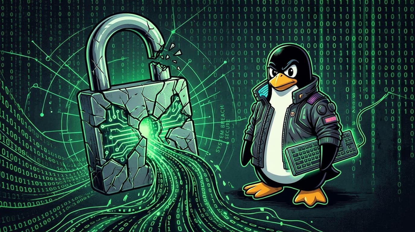 Illustration of a broken lock, symbolizing a Linux kernel security vulnerability.
