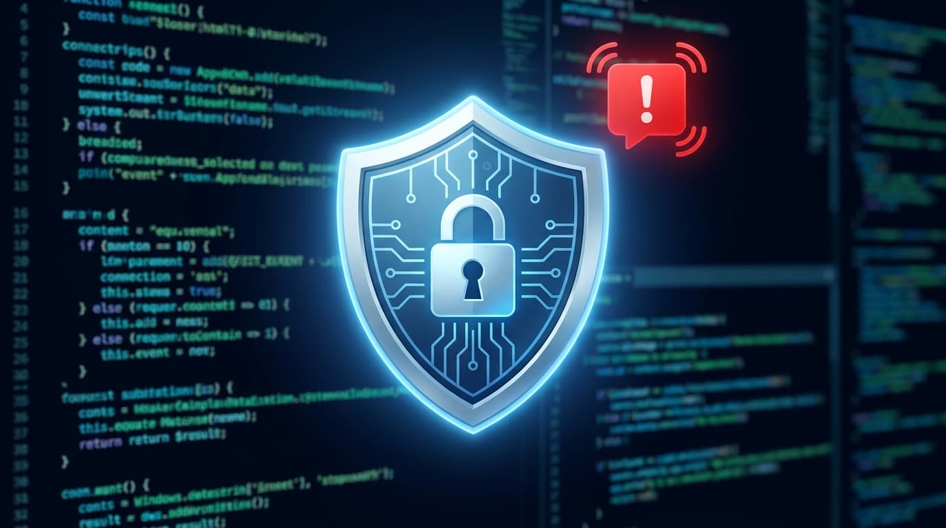 A security shield icon representing a Drupal core security update, with a red alert symbol.