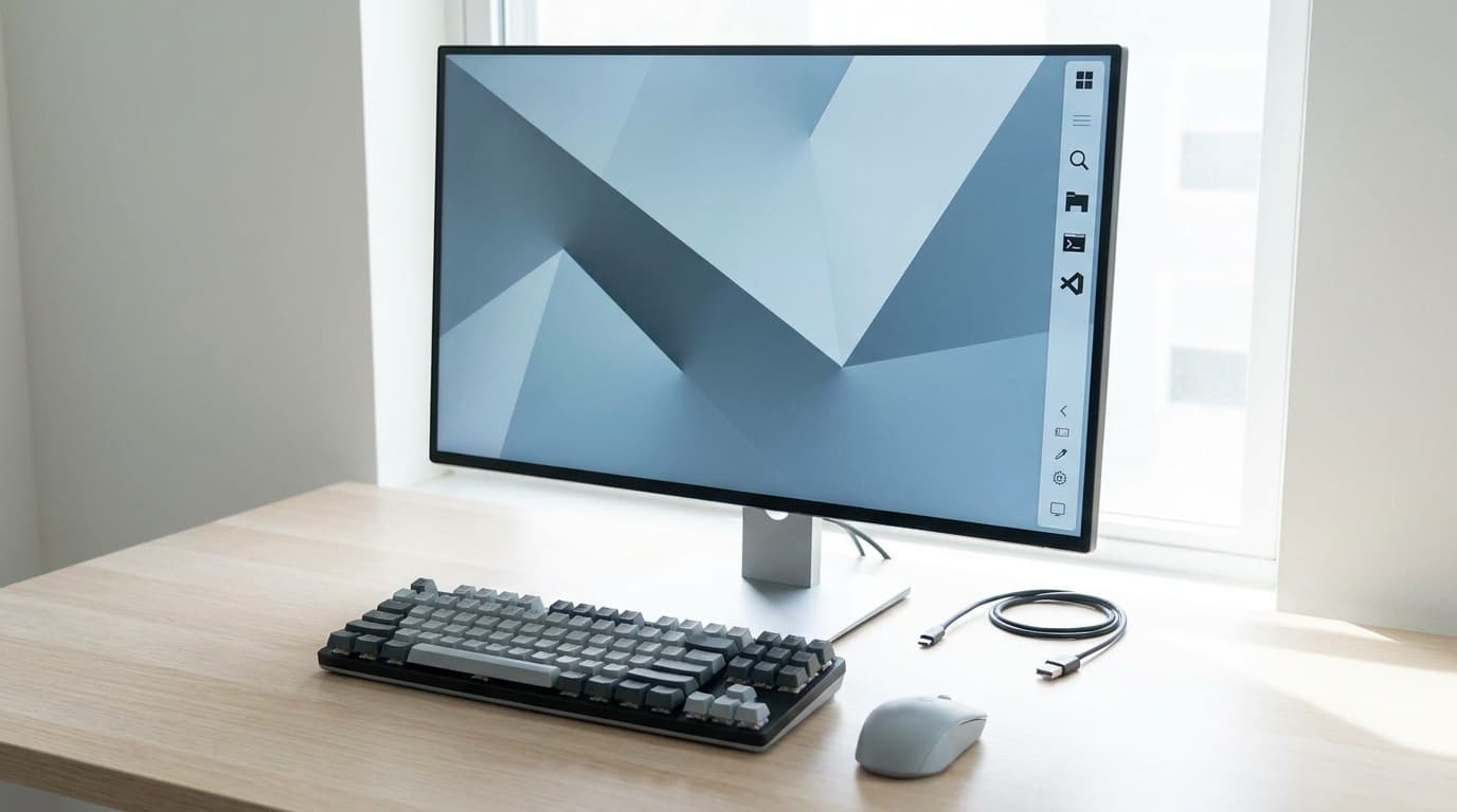 A screenshot of the Windows 11 desktop with the taskbar moved to the right side of the screen.