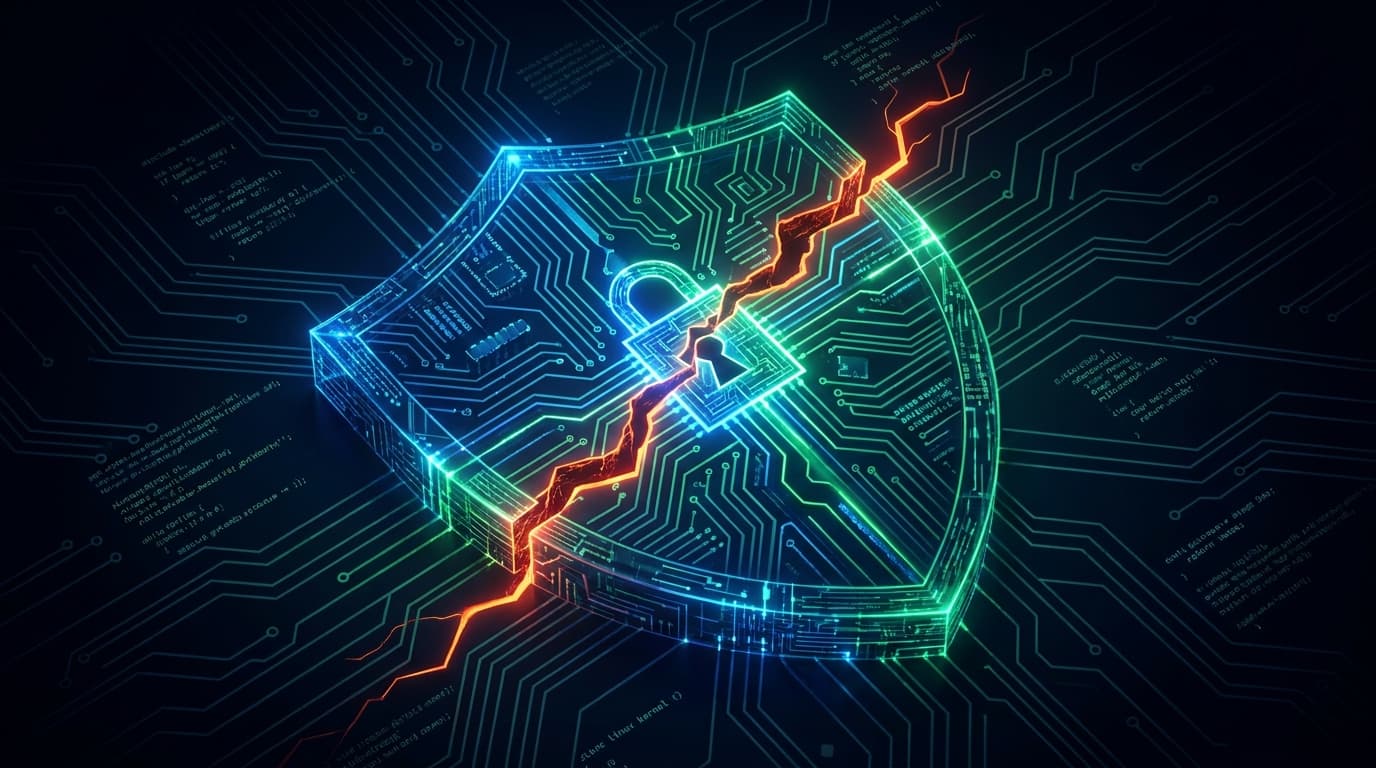 Abstract image of a digital shield protecting the Linux kernel, symbolizing a security patch for recent vulnerabilities.