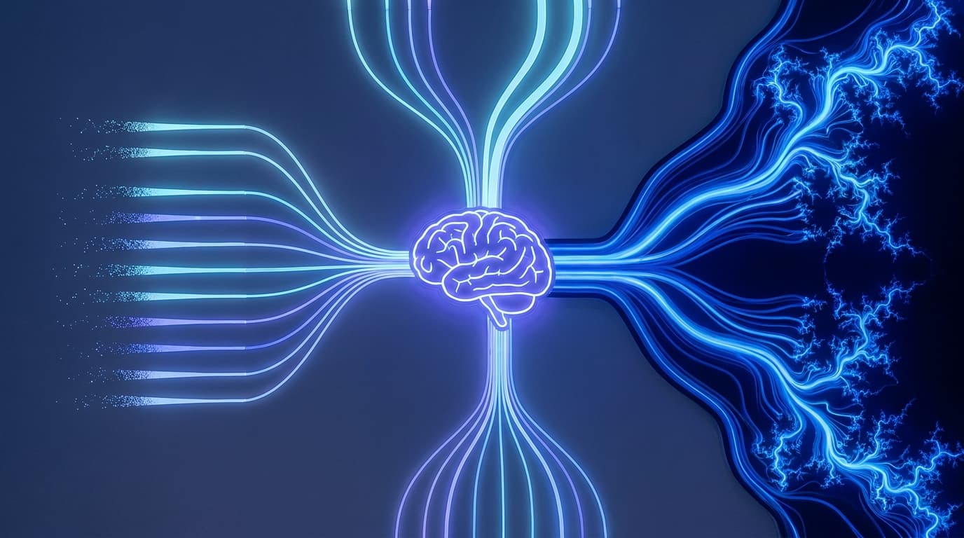 Abstract representation of an AI model using parallel thinking to improve its coding performance.