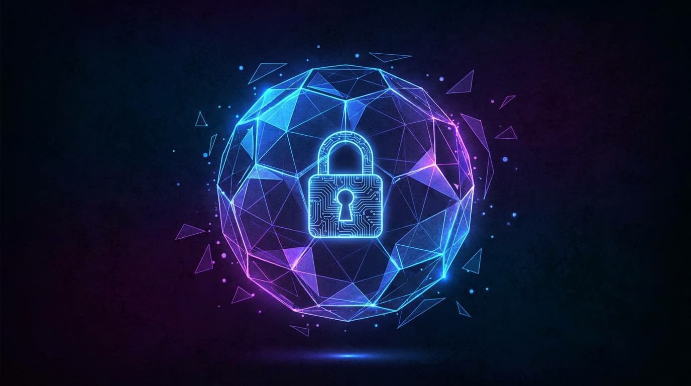 A digital lock icon over a soccer ball, symbolizing the FBI's warning about World Cup cybersecurity threats and fraud.