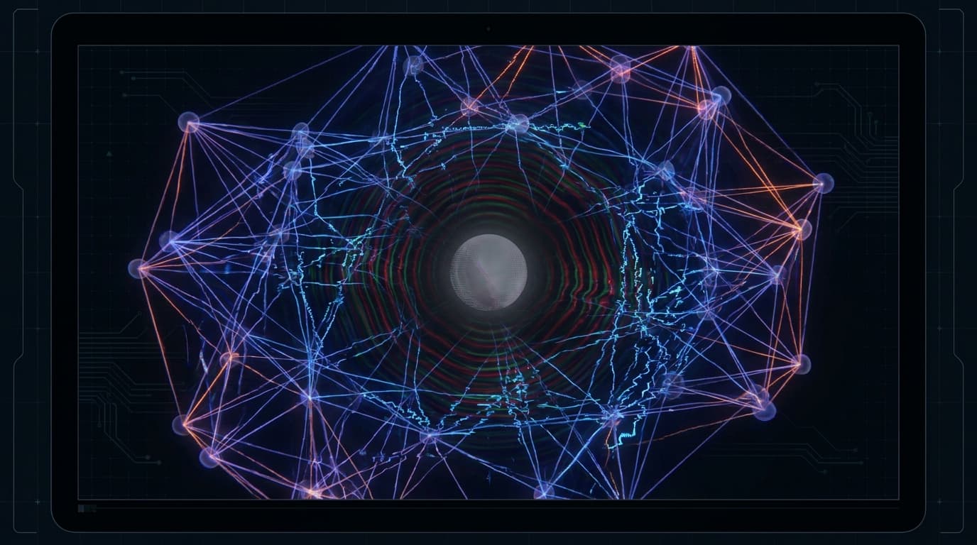 A complex network of digital connections, illustrating the hidden root causes of enterprise system outages.