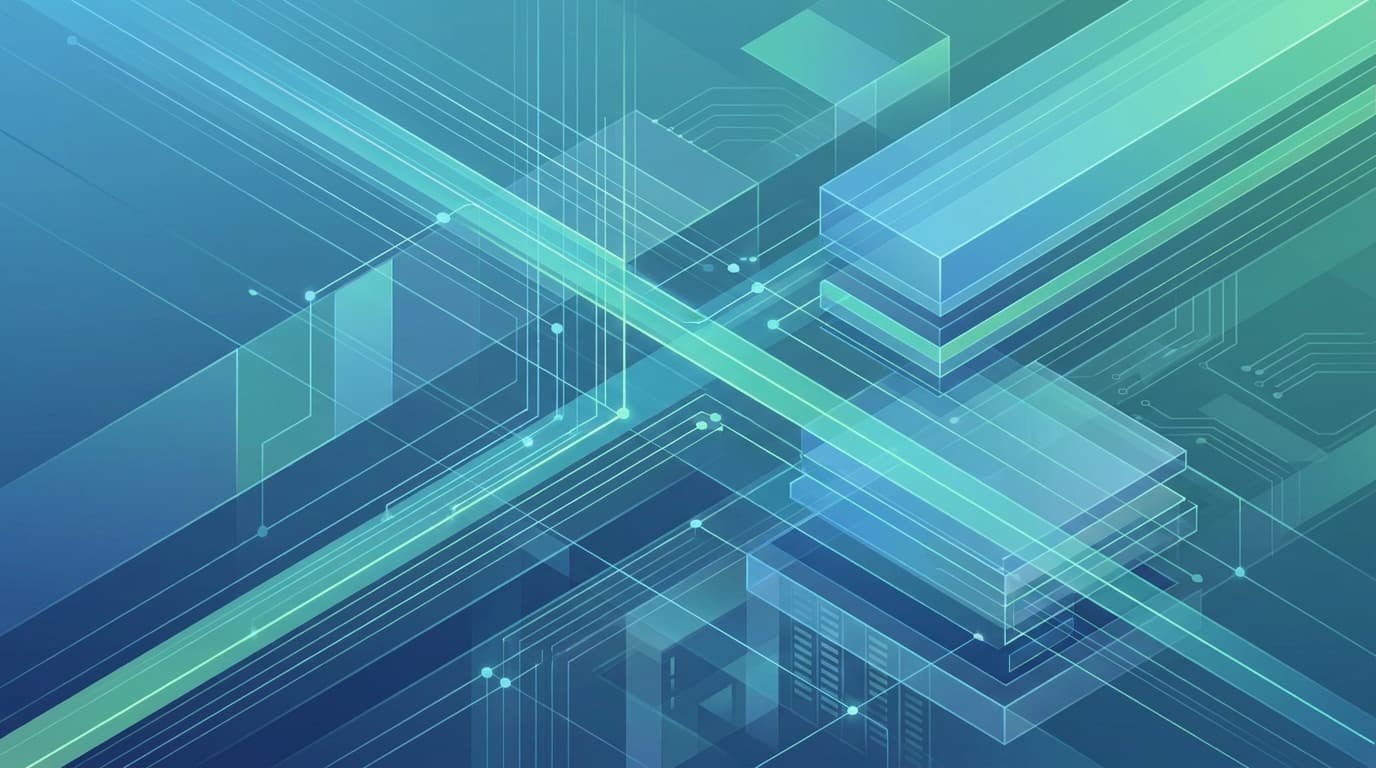 Abstract representation of data layers, symbolizing Hibernate 7.4's new features for data handling and auditing.