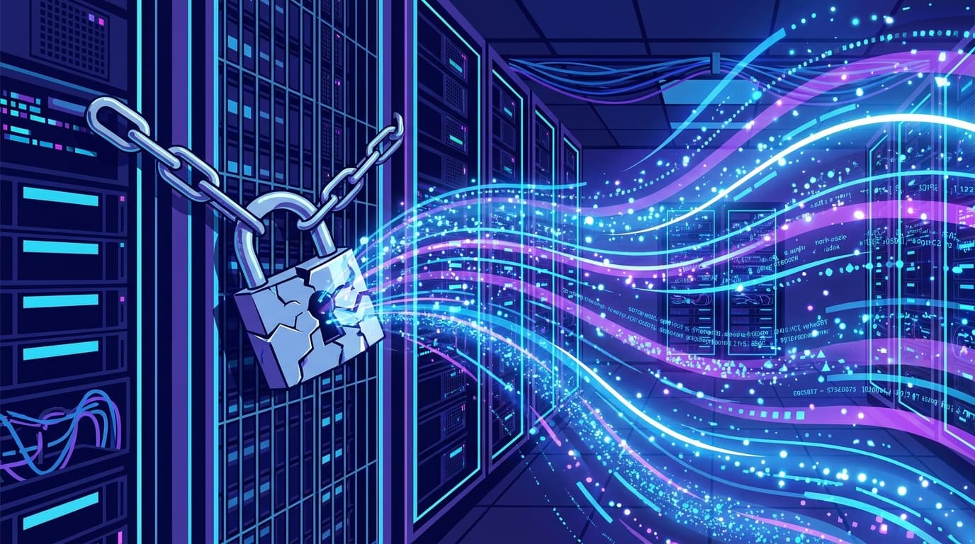Abstract image of a broken digital lock, symbolizing the BadHost vulnerability in the Starlette web framework.
