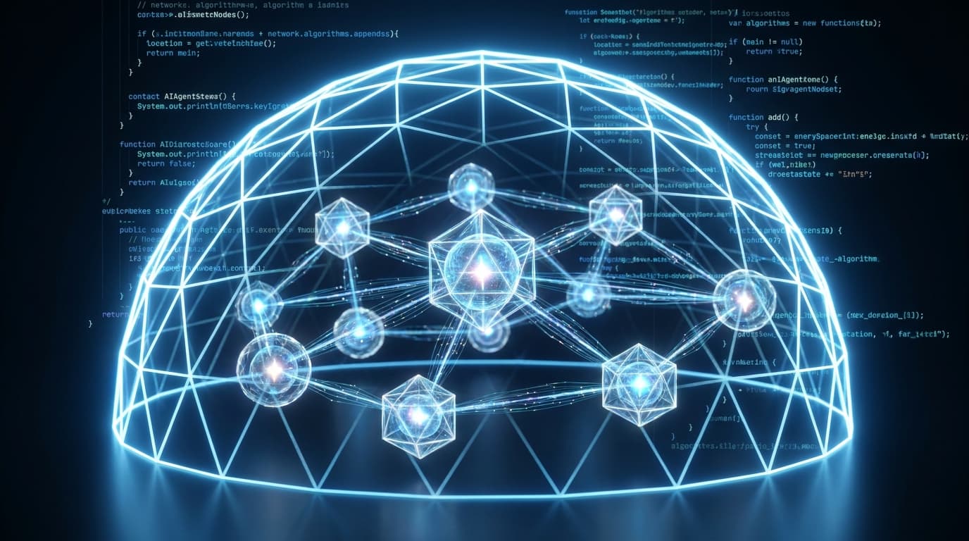 A digital shield icon protecting a network of AI agents, symbolizing Microsoft's new open-source security tools, Rampart and Clarity.