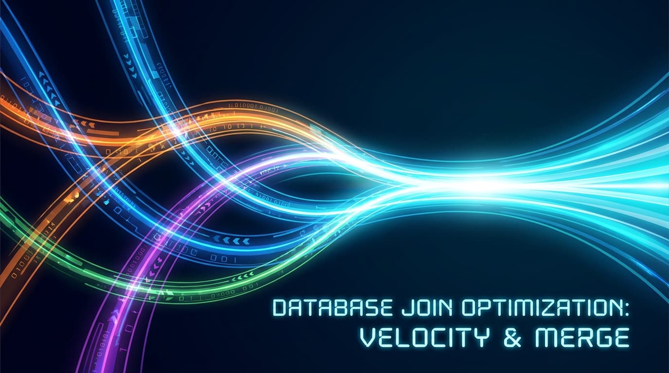 Abstract visualization of data streams converging, symbolizing the optimization of database joins in ClickHouse for faster performance.