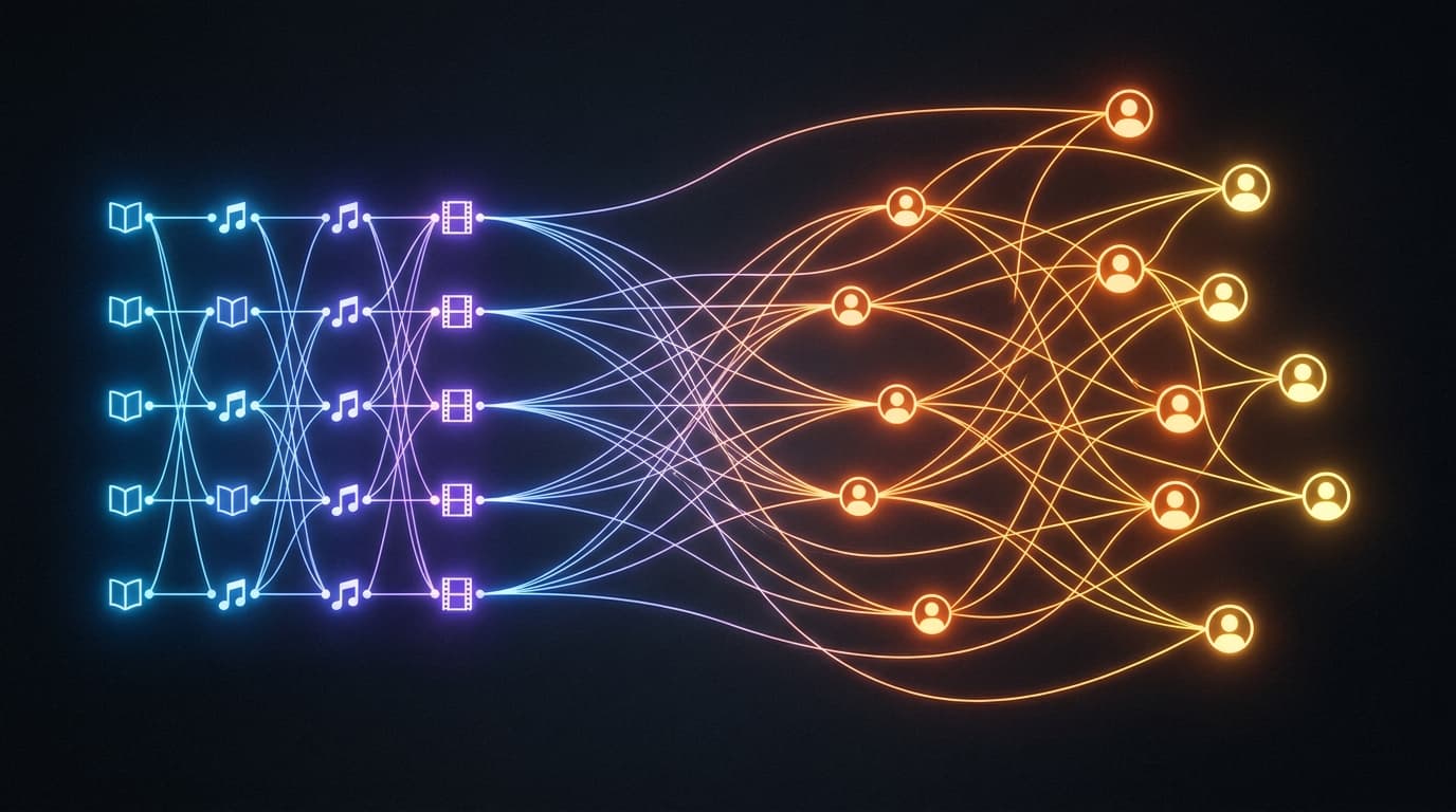 Abstract image of interconnected nodes, symbolizing Plex's new social features connecting users and media content.