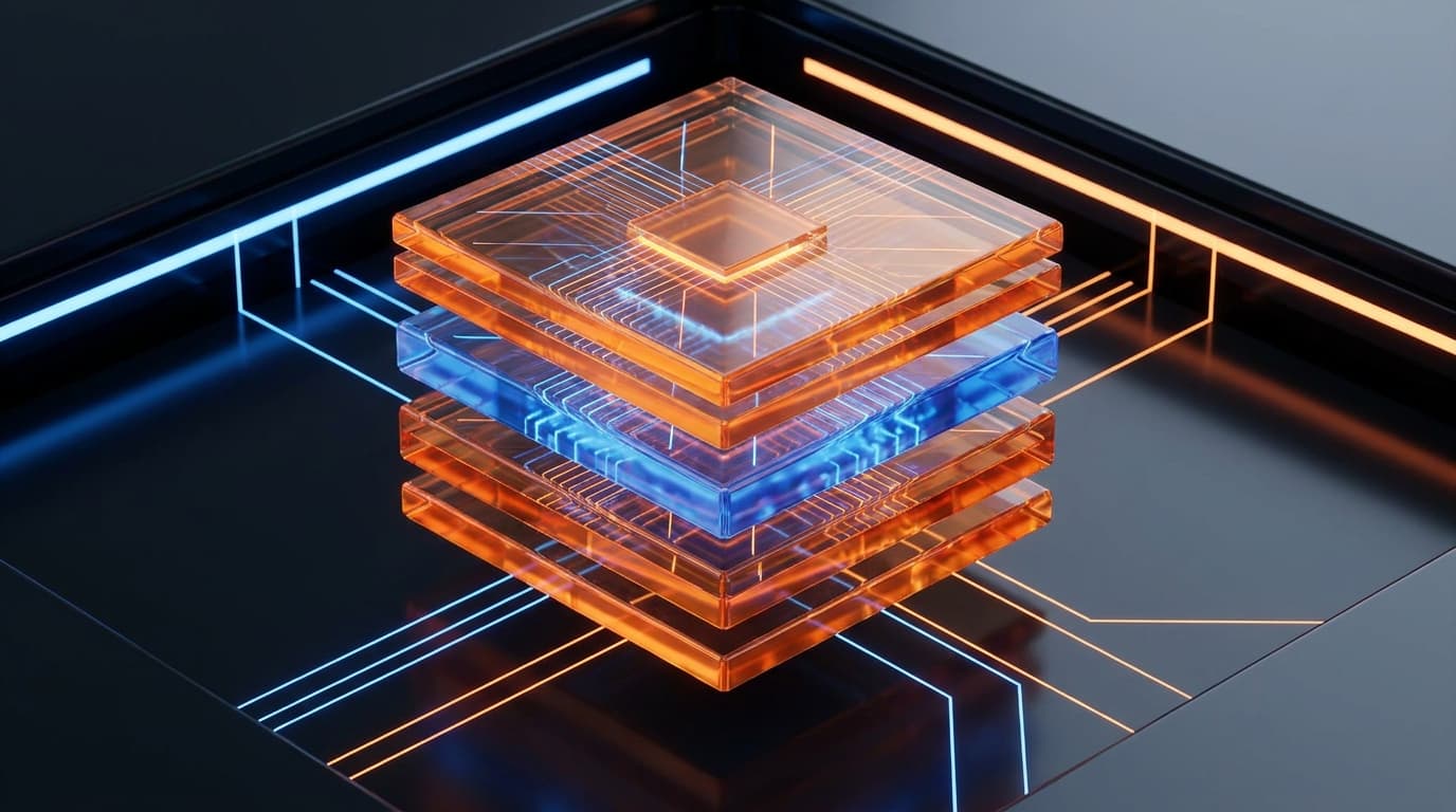 An illustration of an SK Hynix HBM chip with an integrated cooling layer, showing how heat is managed within the semiconductor package.
