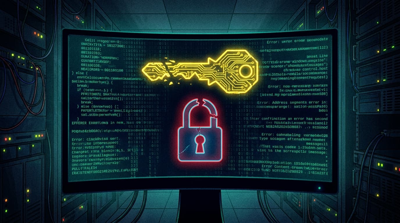 Illustration of a broken yellow key symbolizing the YellowKey BitLocker bypass vulnerability.