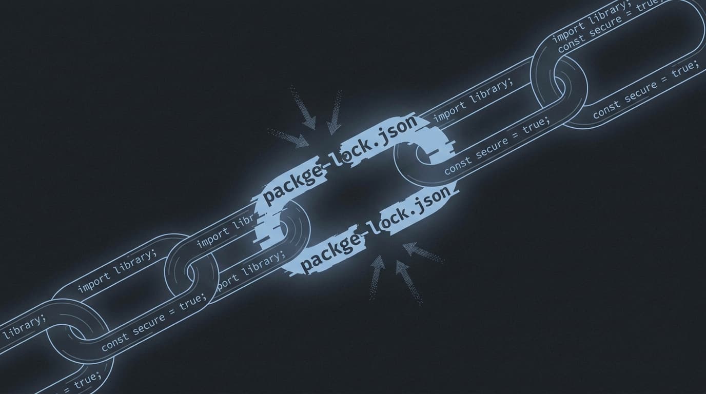 Illustration of a broken software supply chain, representing a typosquatting attack.