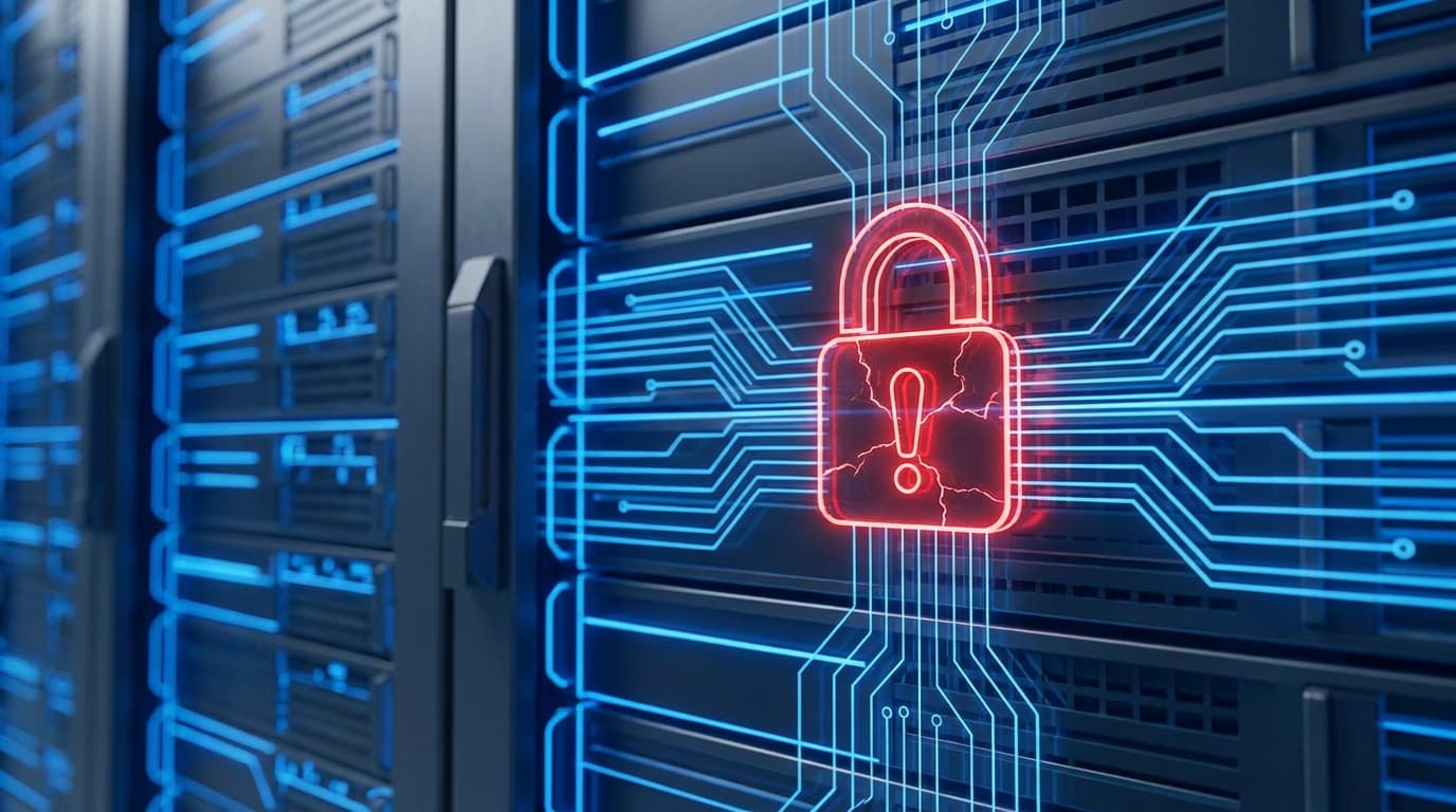 A secure lock on a server, symbolizing the patching of critical Samba network vulnerabilities.