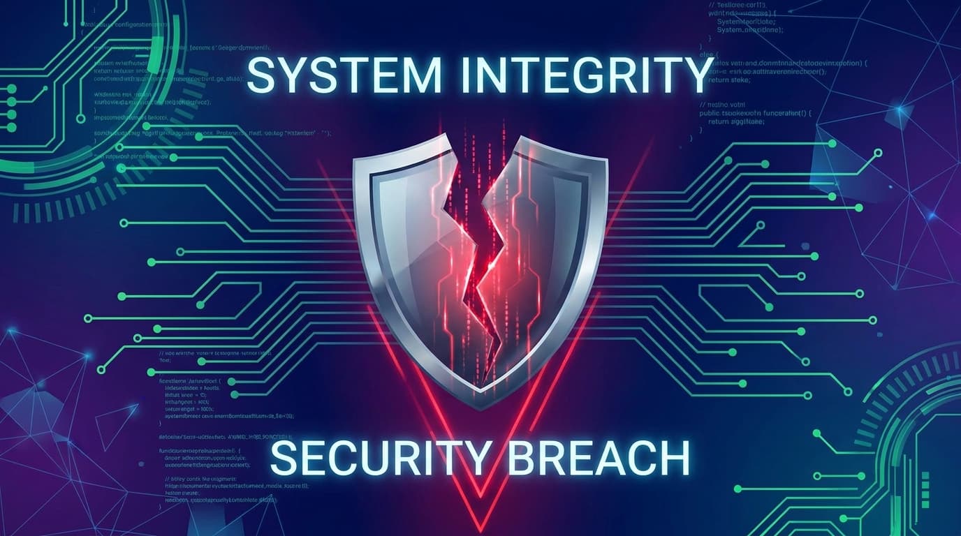 A cracked digital shield symbolizing a security vulnerability in the Linux kernel.
