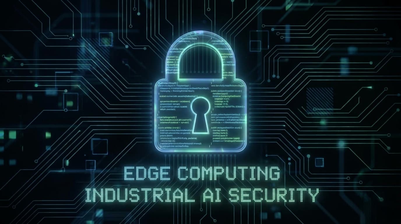 Abstract image of a digital lock over a circuit board, symbolizing cybersecurity for edge AI hardware.