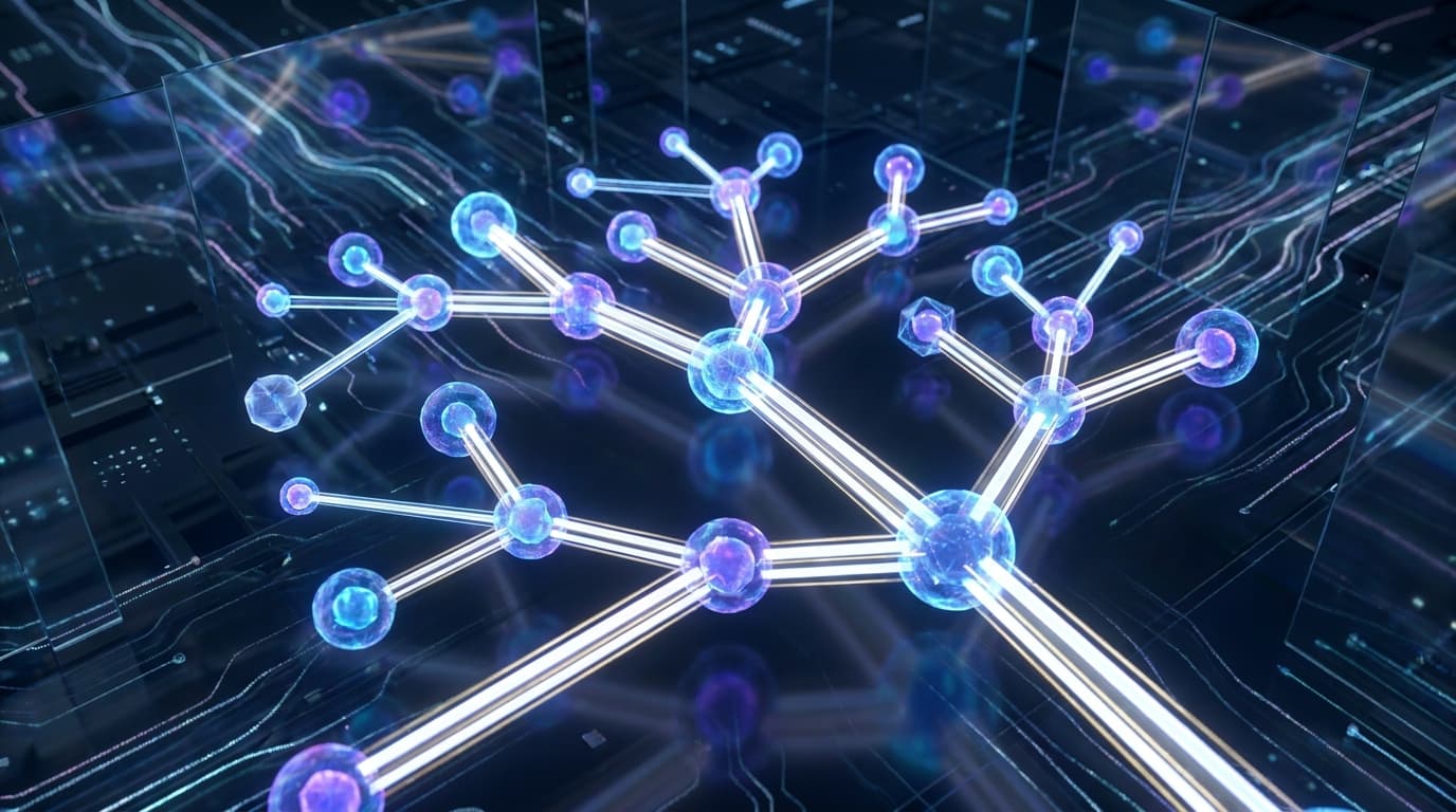 Abstract diagram of a reliable AI agent architecture, showing interconnected nodes and structured pathways, representing a scalable and secure system.