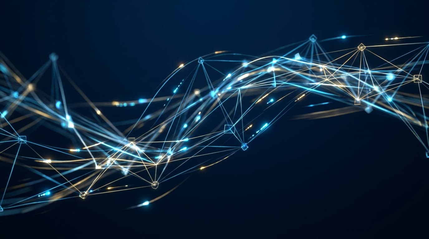An abstract digital art representation of a sparse attention mechanism in an AI model, showing efficient data pathways.
