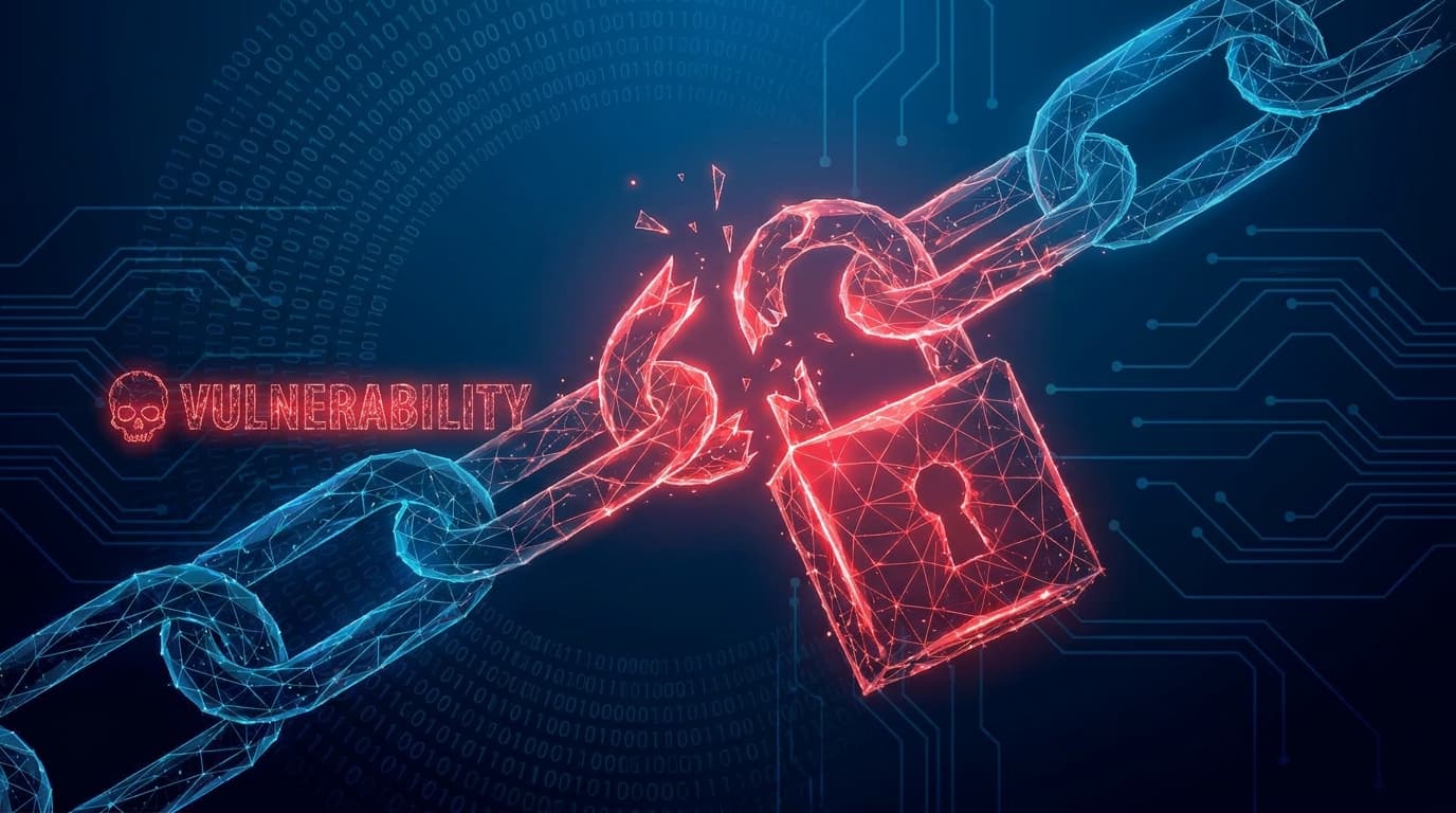 A broken, glowing red padlock symbolizing a critical security vulnerability in the Libgcrypt cryptographic library.