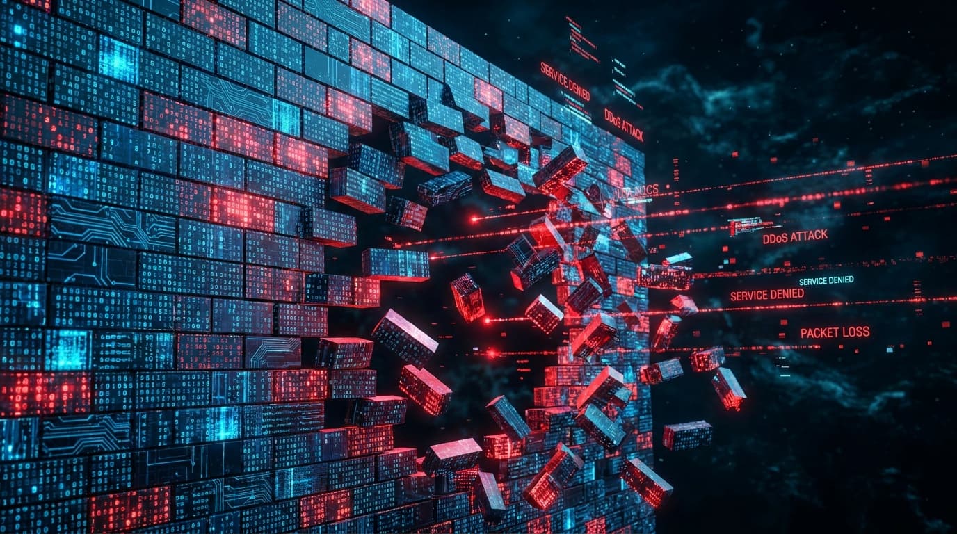 A digital representation of a Denial of Service (DoS) attack on the multipart library, showing a system overload.
