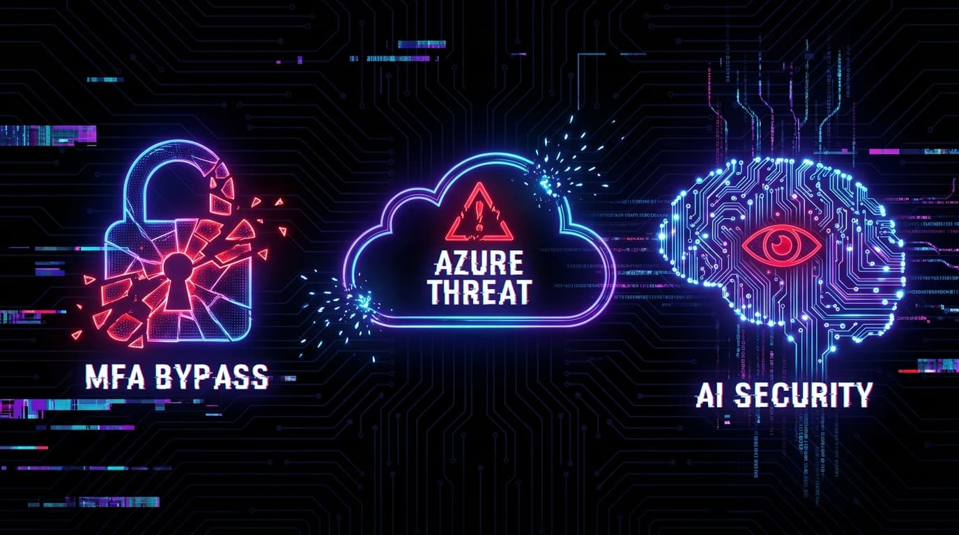 Abstract image representing cybersecurity threats to AI, cloud infrastructure, and authentication systems.