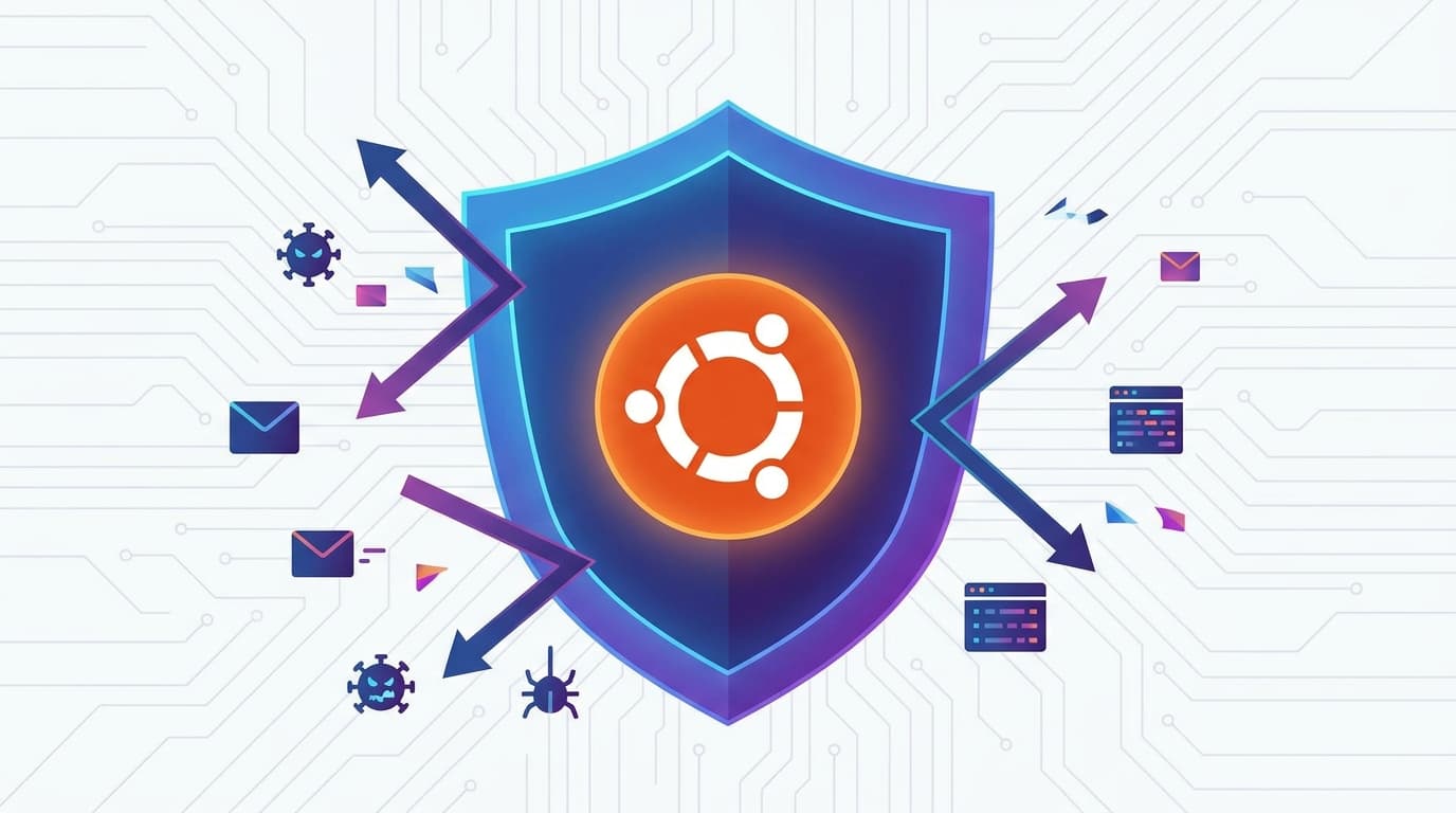 Abstract security shield protecting the Ubuntu logo, symbolizing a patch for a QtSvg vulnerability.