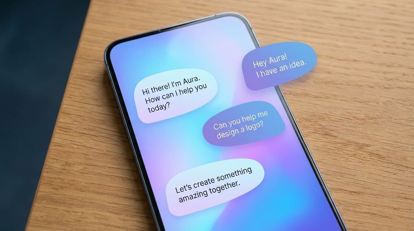 A smartphone displaying the user interface of the Sesame conversational AI app, showing a natural-looking chat conversation.