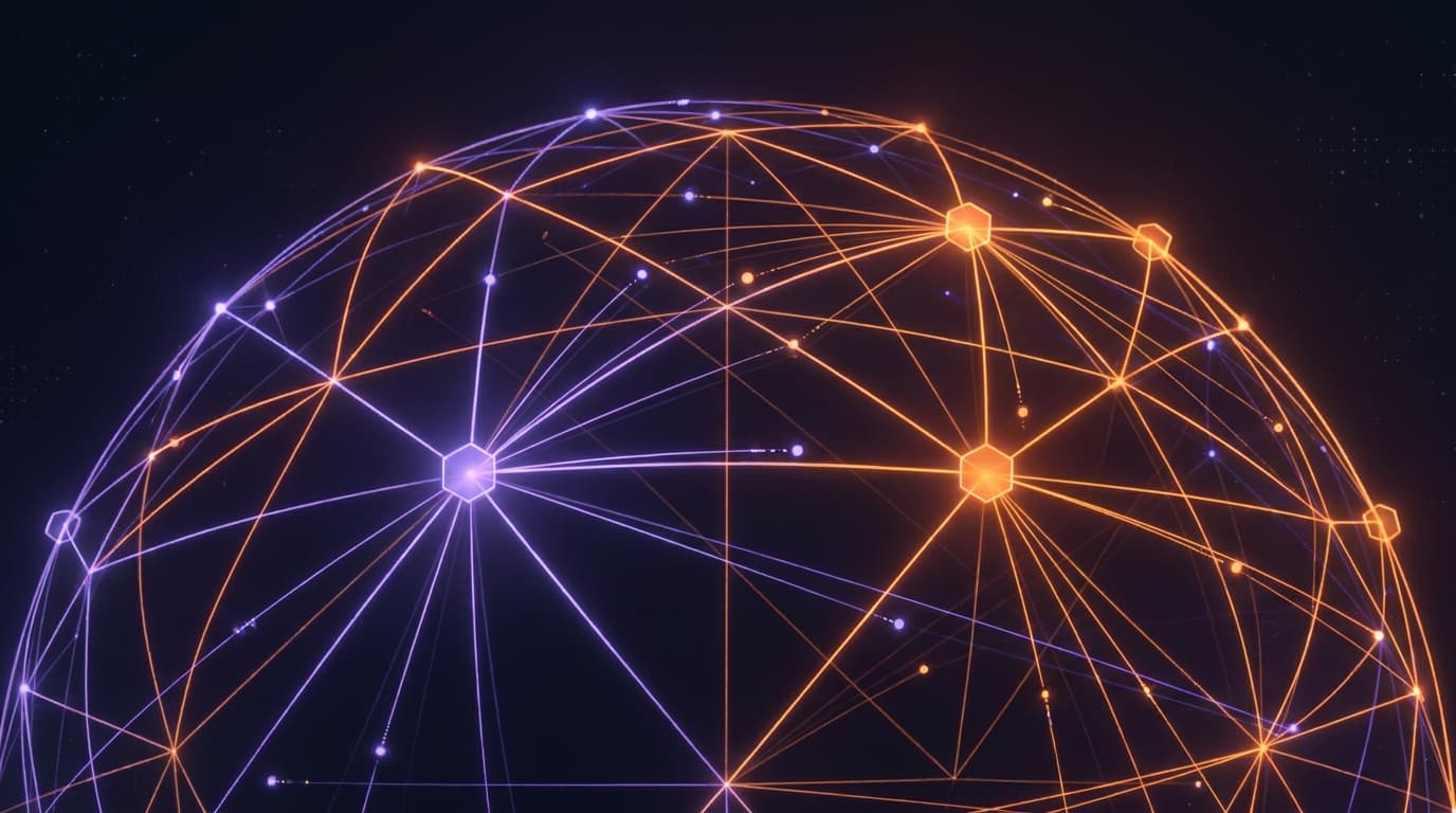 Abstract image of a global network grid with interconnected nodes, representing Cloudflare's support for Claude AI agents.
