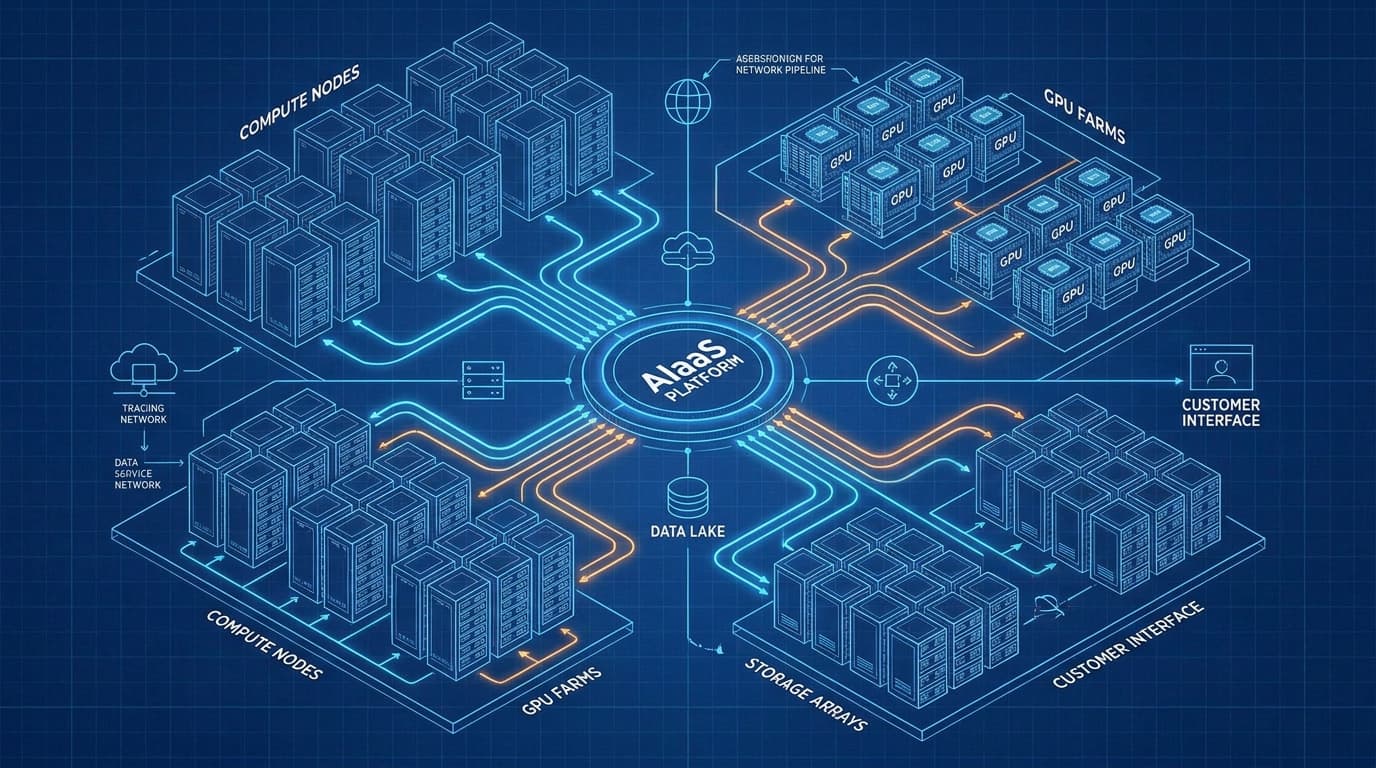 Diagram of an enterprise AI-as-a-Service platform architecture in a private cloud data center.
