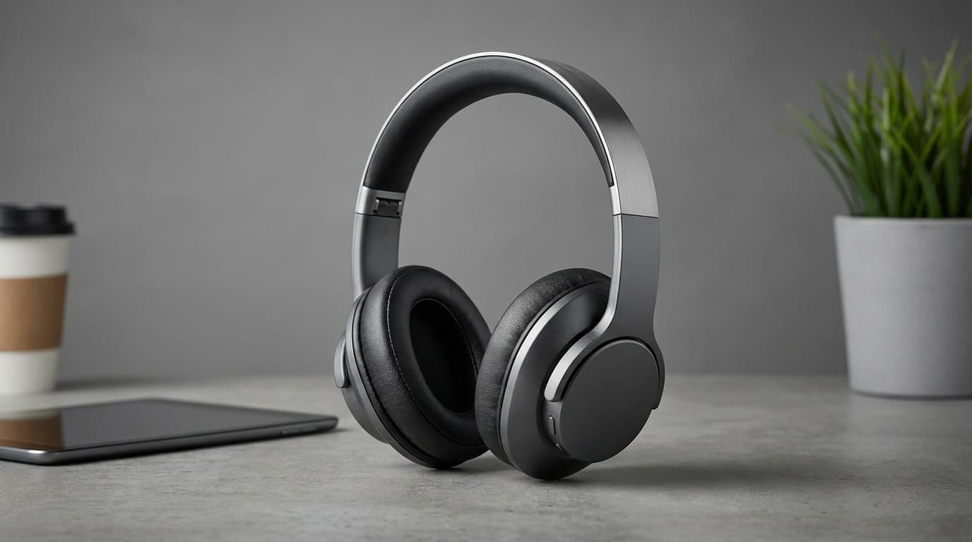 A studio product shot of the new Sennheiser Momentum 5 Wireless headphones, showing their modern design.