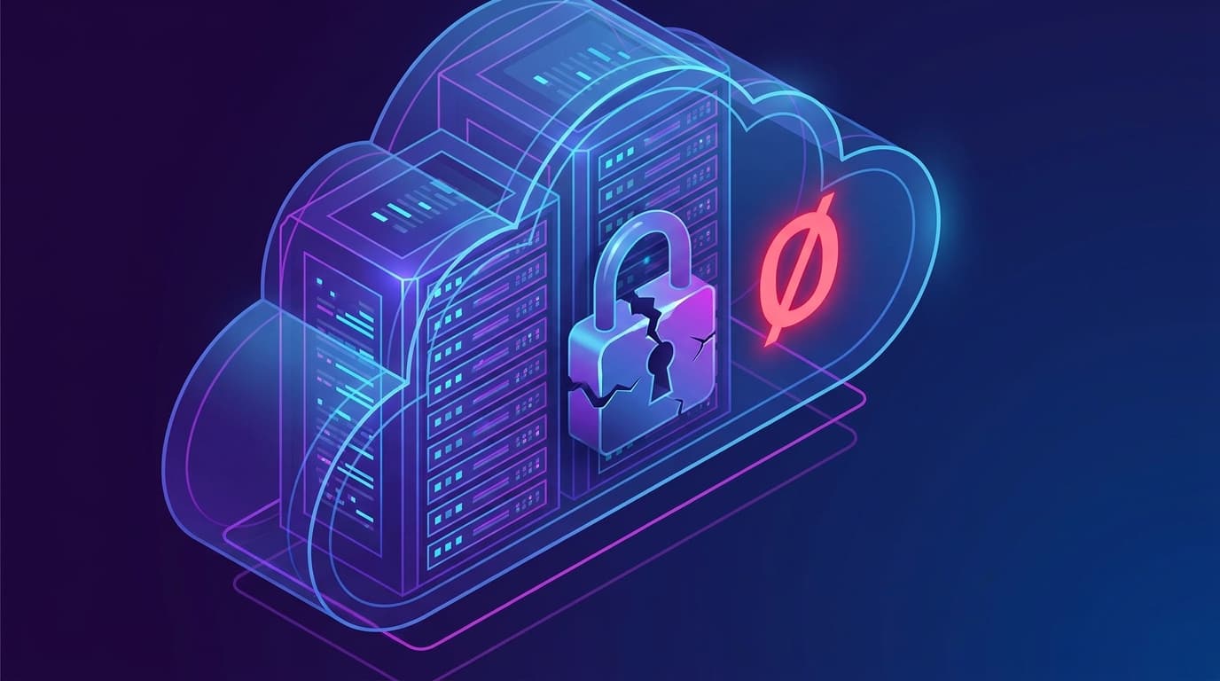 A conceptual image representing a security vulnerability in AWS API Gateway, showing a broken lock on a cloud server.