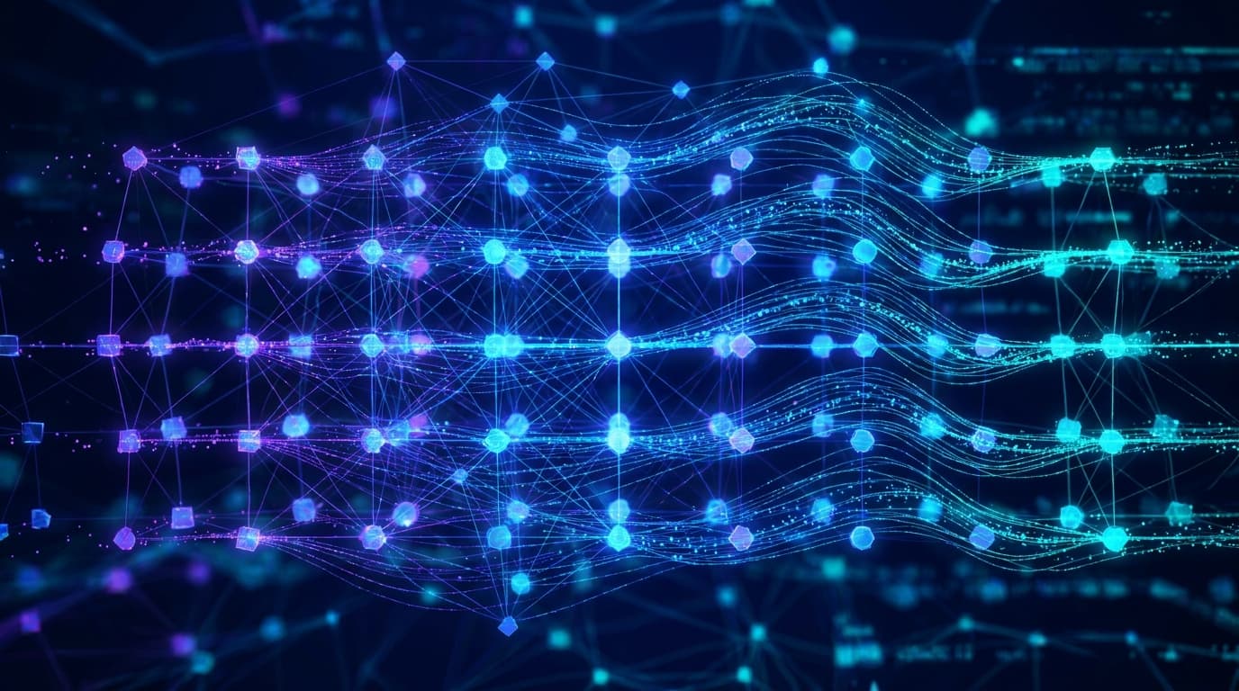 A conceptual image showing a breadth-first data traversal, with multiple nodes being processed simultaneously in organized layers.