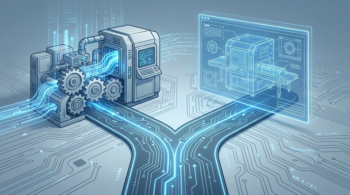 An illustration depicting the strategic choice between integrating AI into existing systems versus rebuilding infrastructure from scratch for AI.