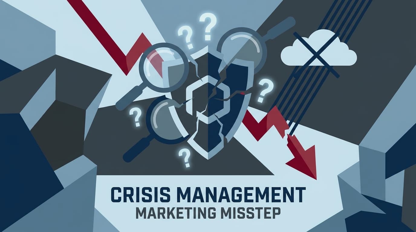 Abstract representation of a brand's marketing mistake under scrutiny.