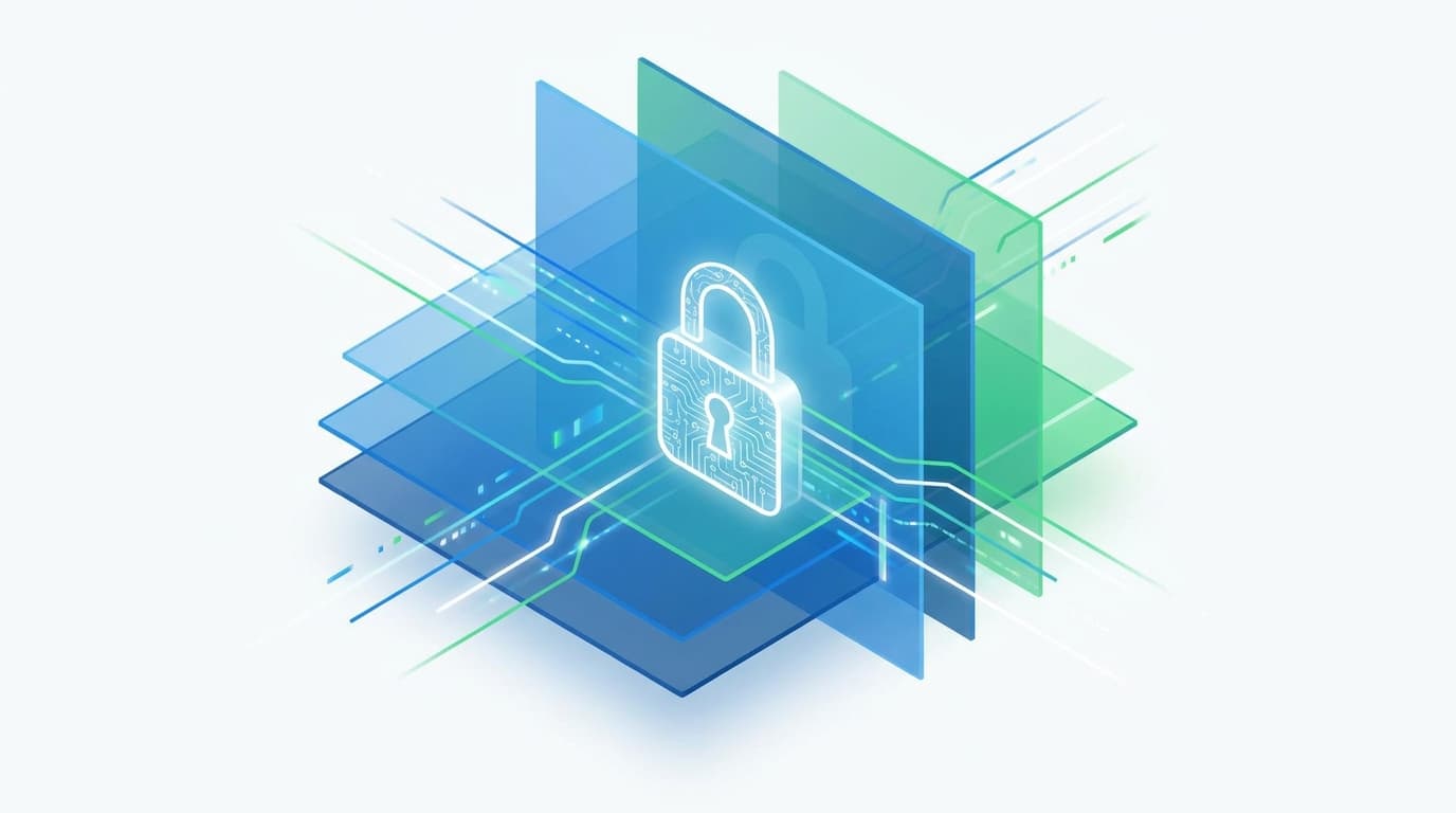 Abstract visualization of secure data layers, representing the Elastic Stack security update.