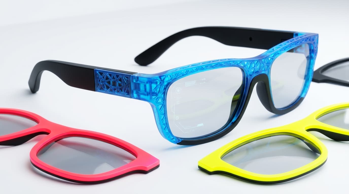 A pair of Xreal's new a01 augmented reality glasses with customizable, swappable frames, shown against a clean background.