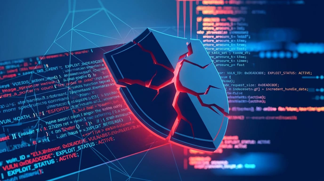 Abstract image of a cracked digital shield, symbolizing a security vulnerability in the Qt framework.