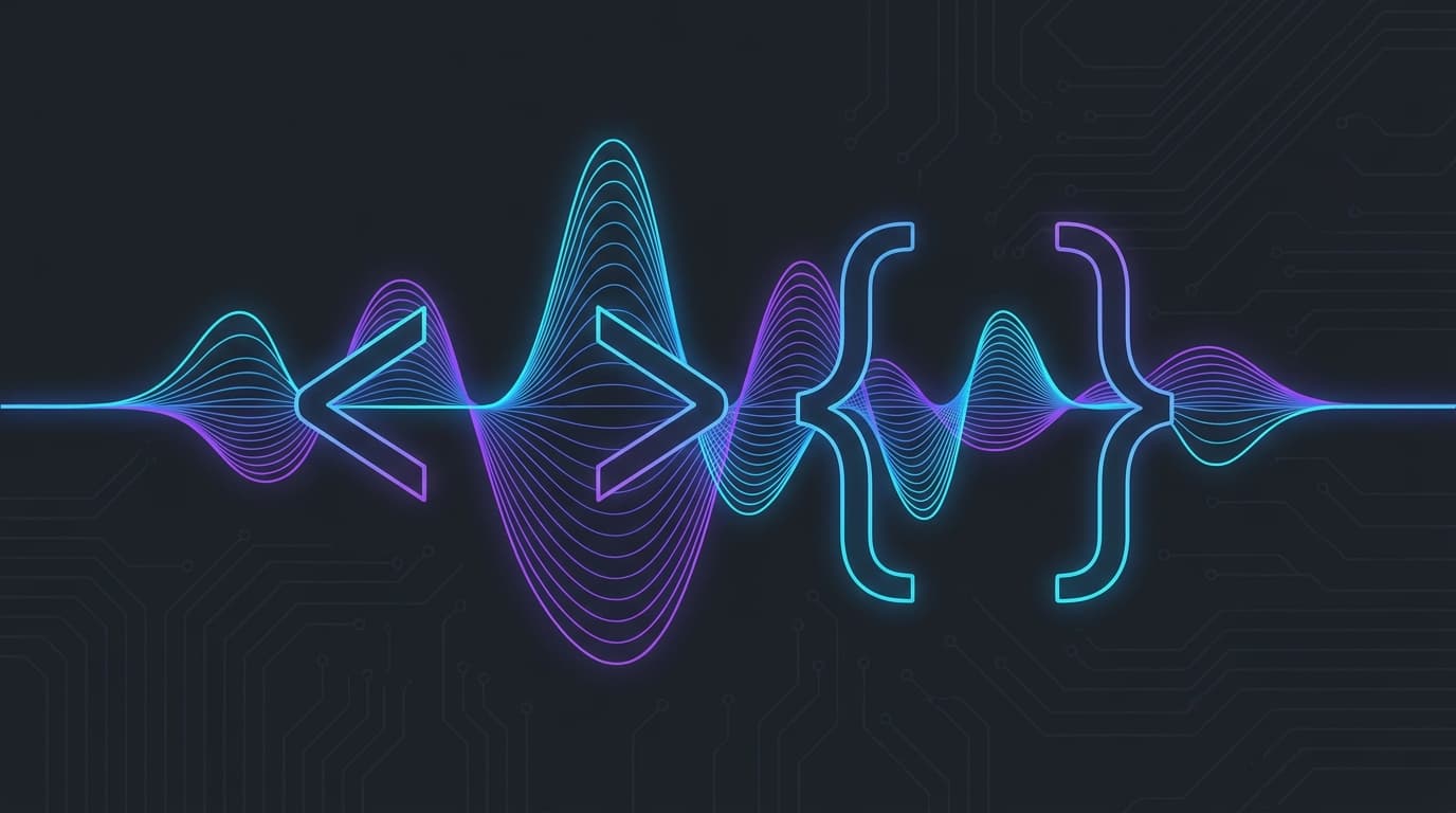 Abstract image of code and sound waves, representing Ableton's new JavaScript SDK for music software.