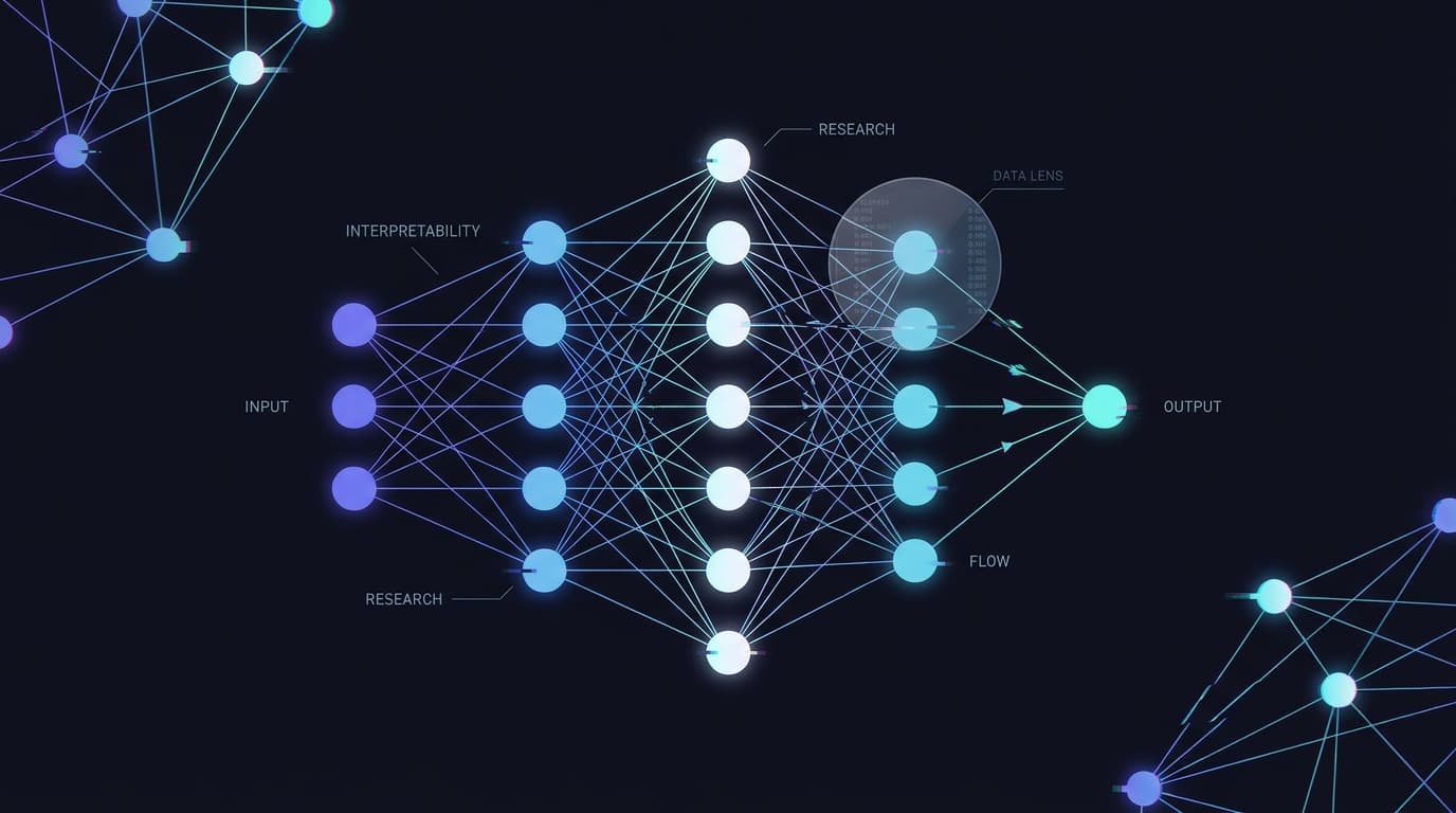 Abstract visualization of a neural network, representing the ARC AI research challenge on model interpretability.