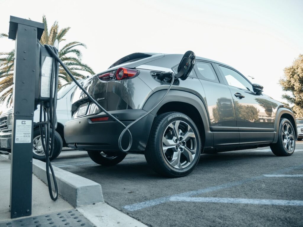 Electric Vehicle at a charging station