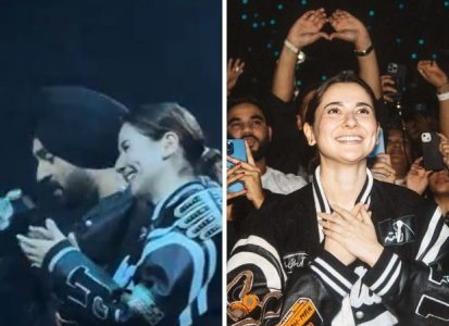 Diljit Dosanjh shares the stage with Pakistani actor Hania Aamir.