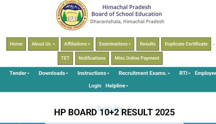 HPBOSE 12th Result 2025 portal