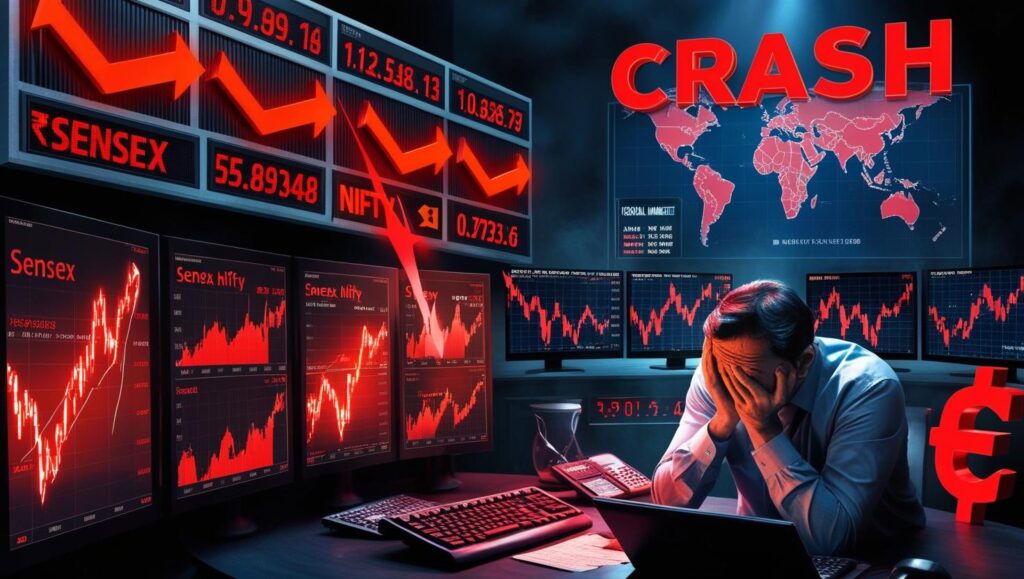 Breaking news: Sensex crashes 4,000 points, Rs 19 lakh crore wiped out from Indian stock market,Asian markets including Nikkei, Hang Seng, and Kospi drop sharply during April 2025 stock market crash.Indian rupee weakens against US dollar during Sensex crash, inflation and import costs rise”