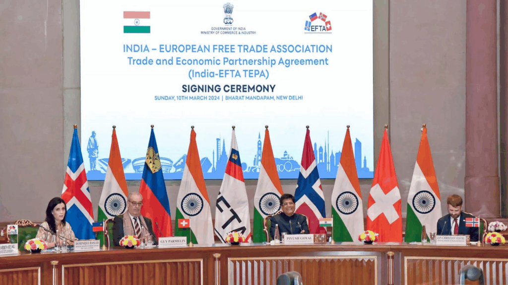 India Signs Landmark Trade Pact with EFTA Nations